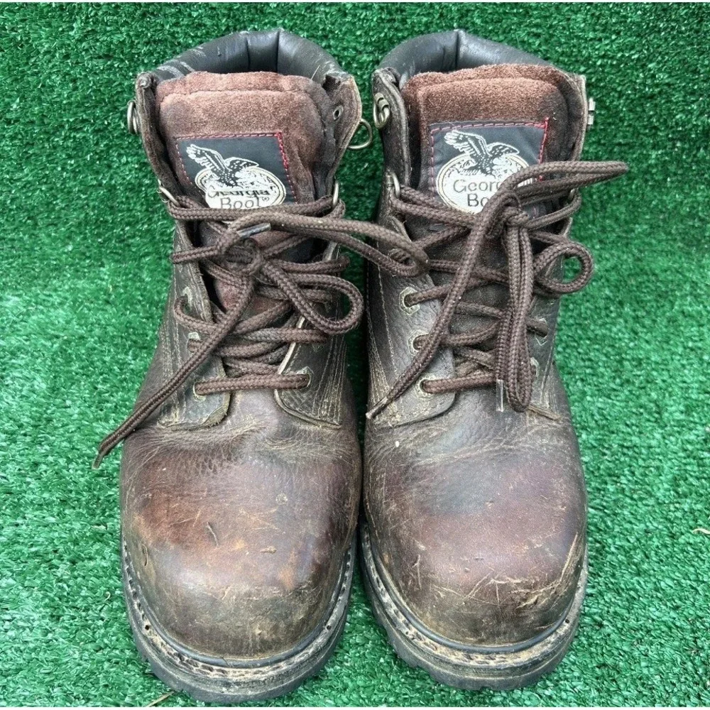 Georgia Boot G6174 Mens 7M Steel Toe Waterproof Work Boots Brown Leather ST EH